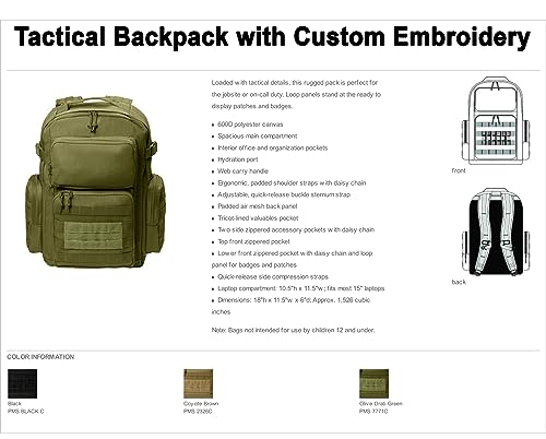 Tactical Gear bag Heavy Duty Duffel Gym bag/Tactical Backpack Custom Embroidered with your own text (Black Backpack) - color: Black Backpack