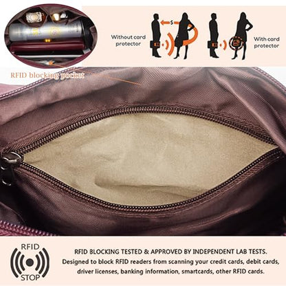 VOLGANIK ROCK RFID Anti Thief Crossbody Bag for Women Waterproof Shoulder Bag Messenger Bag Casual Nylon Purse Handbag - color: Red
