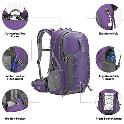 Maelstrom 40L Hiking Backpack, Lightweight Camping Daypack with Rain Cover - color: Purple, size: 40l