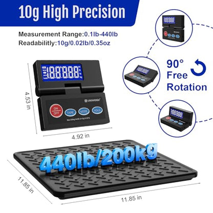 UNIWEIGH 440lb Postal Scale 10g Accuracy Digital Shipping Scale - color: Black