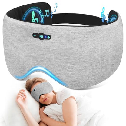 Sleep Headphones Bluetooth 6.0 Sleep Mask for Side Sleepers, 20H Playtime - color: Grey