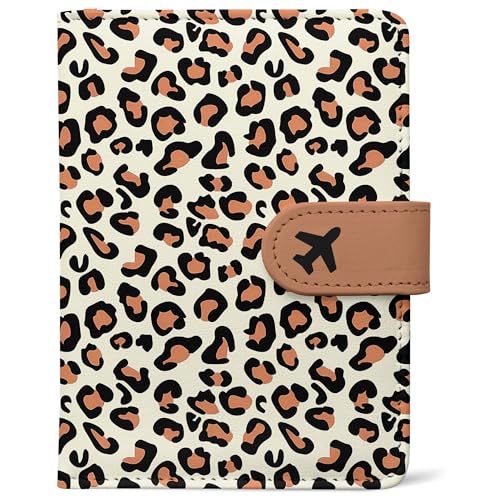 Passport Holder, Cute Travel Wallet Cover with RFID Blocking,Leopard - color: J-Leopard