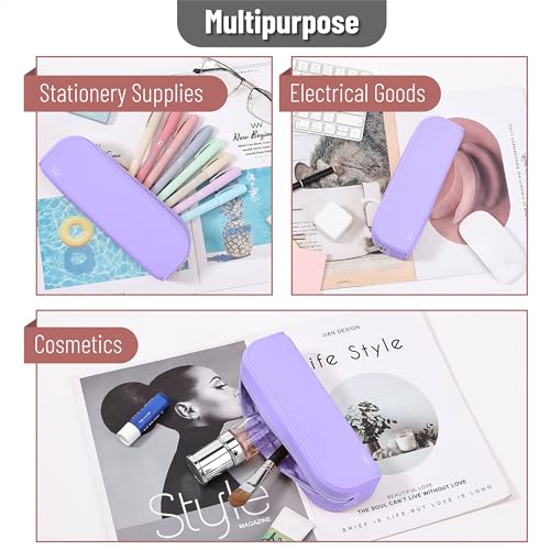 Mr. Pen- Silicone Pencil Case, Aesthetic Pencil Bag for Women, Makeup Pouch - color: Purple