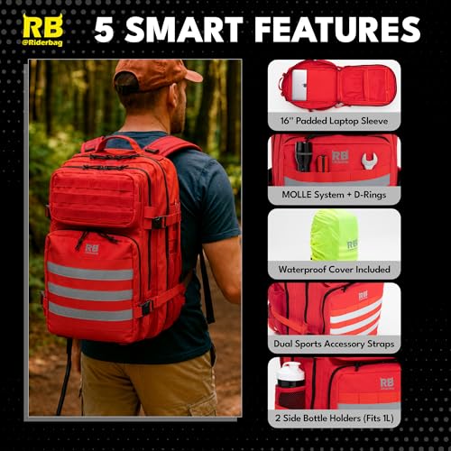 riderbag Xtreme Tactical Sport Bag, 45L Gym, Travel and Adventure Backpack - color: Red, size: 45L
