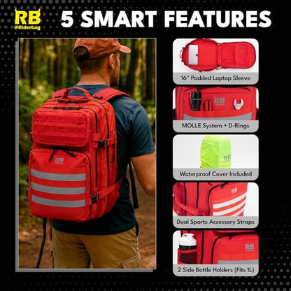 riderbag Xtreme Tactical Sport Bag, 45L Gym, Travel and Adventure Backpack - color: Red, size: 45L
