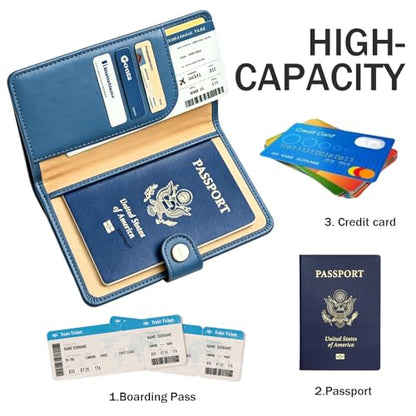 ZOPPEN Passport Holder RFID Blocking Travel Wallet, Denim Blue - color: Denim Blue