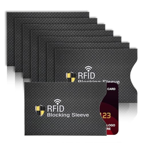 8PCS RFID Blocking Sleeves, Credit Card Protector, Identity Theft Protection Secure Sleeves, RFID Identity Card Protector for Men/Women Smart Slim Design Fits Wallet/Purse