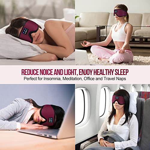 MUSICOZY 3D Sleep Headphones Bluetooth 5.4 Breathable Sleep Eye Mask - color: Maroon Red