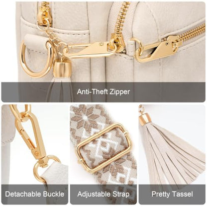 Vegan Leather Crossbody Bags for Women Anti theft Purses and Handbag - color: Beige
