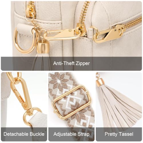 Vegan Leather Crossbody Bags for Women Anti theft Purses and Handbag - color: Beige