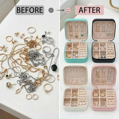 4 Pack 3.9 Inch Travel Jewelry Boxes - Portable Ring Case, Necklace Organizer Box - 4 Colors PU Leather