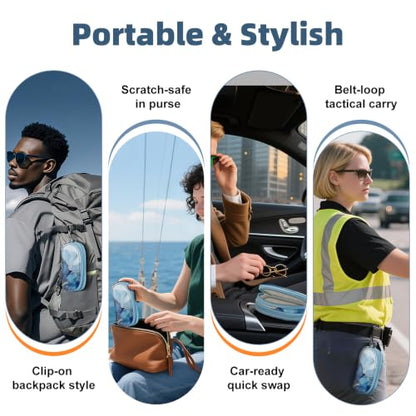 FINTIE Double Sunglasses Case, Soft Portable Eyeglasses Pouch with Clip - color: Ocean Marble