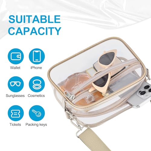 Clear Bag for Stadium Events Stadium Approved Women's Top-Handle Handbags - color: Light Khaki, size: Small