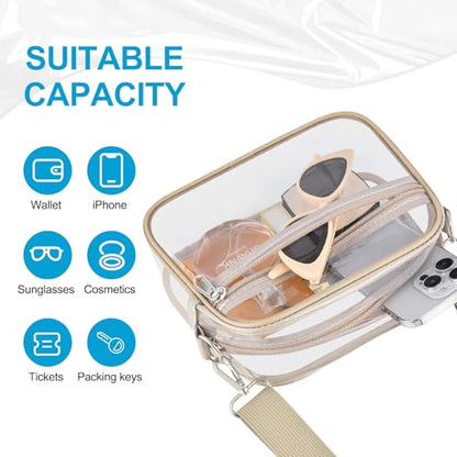Clear Bag for Stadium Events Stadium Approved Women's Top-Handle Handbags - color: Light Khaki, size: Small