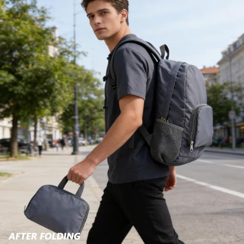 Foldable Backpack Travel Collapsible Backpacks Lightweight Packable Backpacks Men Women Foldable Day Pack for Travel, Hiking, Walking, Cycling, Camping (Grey) - color: Grey
