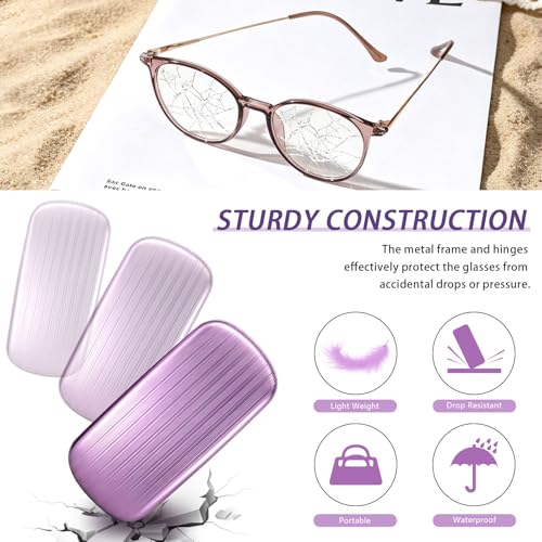 Hifot Metal Eyeglass Case Hard Shell, Aluminum Spectacles Box Sunglasses Case for Men Women, Reading Glasses Holder - color: Purple