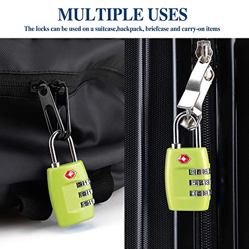 TSA Luggage Locks (4Pack) - 3 Digit Combination Padlocks - Approved Travel Lock for Suitcases & Baggage (Green1) - color: Green