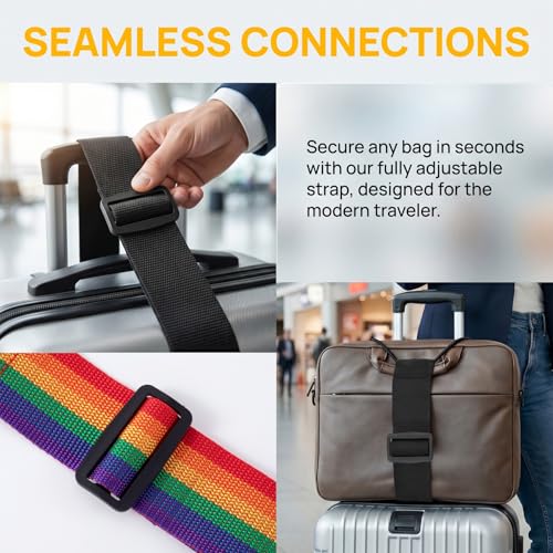 6Pcs Luggage Connector Straps for Suitcases, Multi-Functional Elastic Strap, Adjustable Luggage Connector Straps for Securing Bags, Backpacks, Travel Accessories - Black, Rainbow