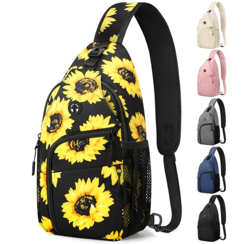 Pritent Crossbody Bags for Women Men Sling Bag Backpack Shoulder Bag - color: Sunflower, size: Medium