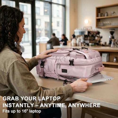 PIJUSHI Travel Backpack Carry On Backpack for Airplanes 35L Fits 16" Laptop - color: Ashen Purple-2