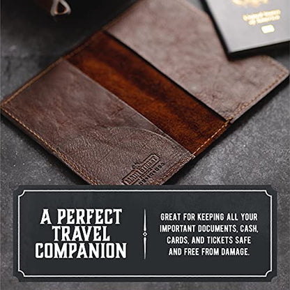 Leather Passport Holder for Men | Made in USA | 3.5" x 5.5" Field Notes Cover | Avalanche Gray - color: Avalanche Gray