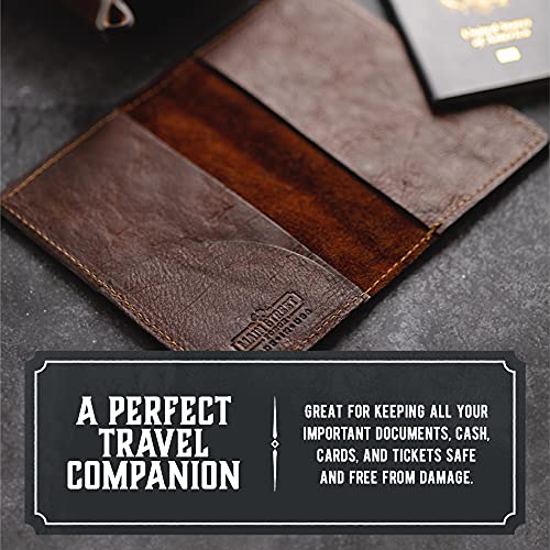 Leather Passport Holder for Men | Made in USA | 3.5" x 5.5" Field Notes Cover | Rio Latigo - color: Rio Latigo