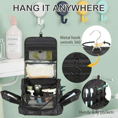 Tactical Toiletry Bag for Men, Hanging Travel Toiletry Bag Men Dropp Kit - color: CM Black