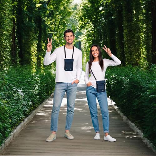 Neck Wallet – Travel Pouch and RFID Blocking Passport Holder for Women and Men, Slim Travel Wallet (Navy V2) - color: Navy V2