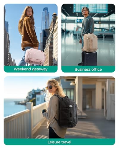 BAGSMART 28L Travel Backpack, Water-Resistant, USB Port, 17.3" Laptop, Pink - color: Pink