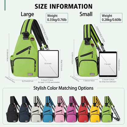 Geestock Convertible Sling Bag Crossbody Backpack for Women Men, Green - color: Green, size: Large