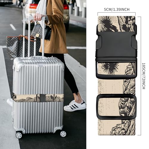 Luggage Straps for Suitcases, Heavy Duty Travel Belt with Quick-Release Buckle, Adjustable Suitcase Strap, Cute Luggage Accessories for Travel Retro Desert - color: Retro Desert