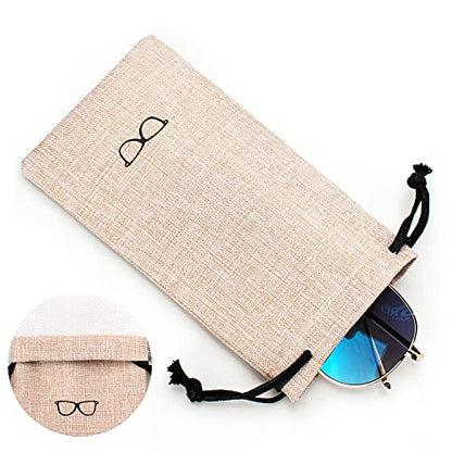 Vemiss Hard Shell Sunglasses Case, Large Linen Fabric Protective Glasses Case for Men Women - color: Gray+khaki, size: Sunglass Case