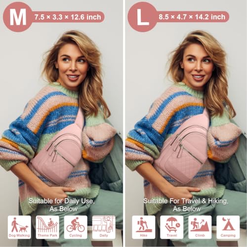 Capolo Crossbody Bags for Women Waterproof Sling Shoulder Bag Fanny Pack - color: Pink, size: Large