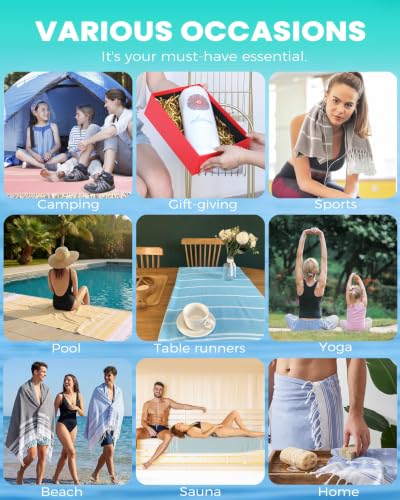 Antfuny Turkish Beach Towels Vacation Essentials Quick Dry Sand Free Soft Extra Large XL Big Blanket Adult Bath Pool Swim Towel Lightweight Thin Sandless Fast Drying No Sand Packable Foldable Blue - color: Thicker Navy, size: 72 x 36 inch