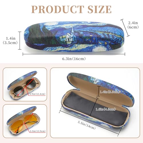 WOZEAH Eyeglasses Case Hard Shell, Protective Glasses Case for Women Men, Portable Eyeglass Holder Box with Cleaning Cloth - color: Painting
