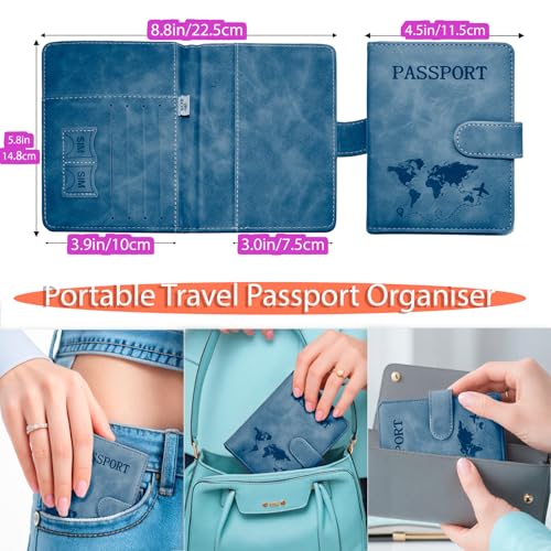 Passport Holder for Travel Essentials, 2 Pack Rfid Passport Cover for Women Men