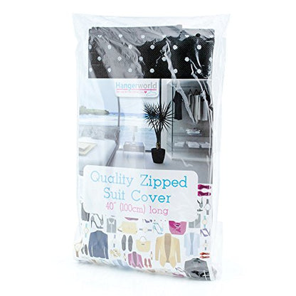 Hangerworld Breathable Garment Bag 100 cm Black White Polka Dot Clothes Cover
