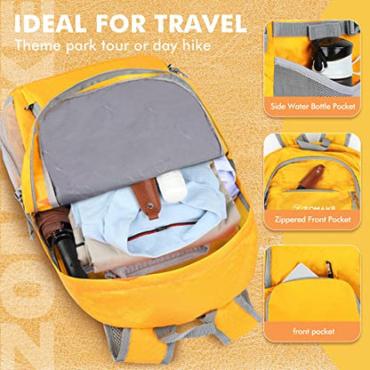 ZOMAKE Lightweight Packable Backpack 30L, Foldable Travel Hiking Daypack - color: C-yellow