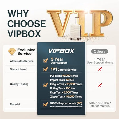 Vipbox Carry On Luggage 20 Inch Hardside PC Travel Suitcase, White - color: Elegant White, size: 20 inch