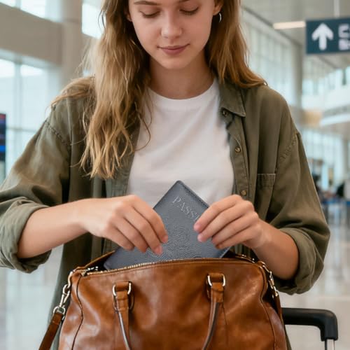 Passport Holder Cover, ACdream Protective Premium Leather RFID Blocking Wallet Travel Case for Passport/Credit Card/Air Ticket, - color: *Black*
