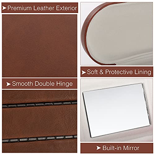 MoKo Double Eyeglass Case,Glasses and contact case 2 in 1 with Mirror - color: Brown