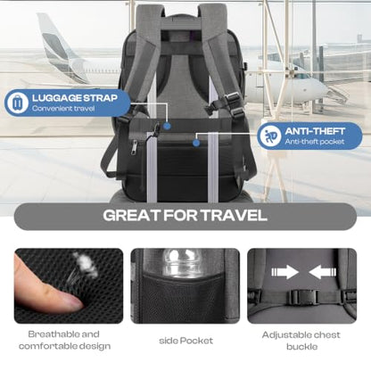 17.3" Laptop Expandable Travel Backpack, TSA Compliant Carry On - color: Grey, size: 17.3Inch