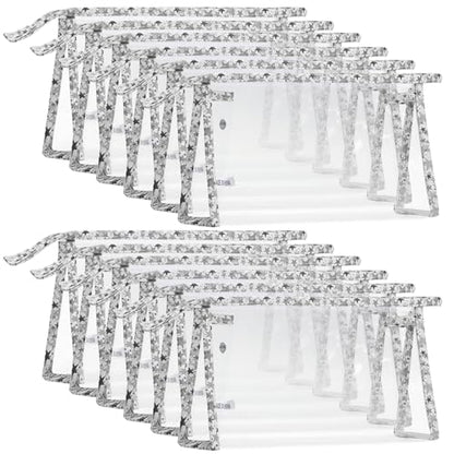YedsIntu 12 Pieces Large Clear Makeup Bag PVC Portable Travel Makeup Cosmetic Toiletry Zippered Pouches Waterproof Vinyl Plastic Clear Organizer Storage Case (Grey) - color: 12pcs Gray L