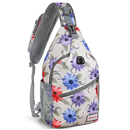 ZOMAKE Sling Bag,Small Crossbody Sling Backpack Shoulder Daypack for Travel - color: Chrysanthemum, size: 8L