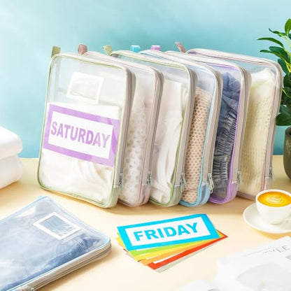 Honoson Days of Week Packing Cubes with Label for Kids, 12x9x1.57 "