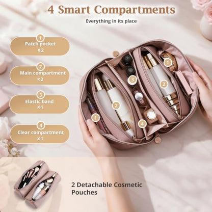 3-in-1 Large Travel Makeup Bag Organizer for Women - color: B07-Grey