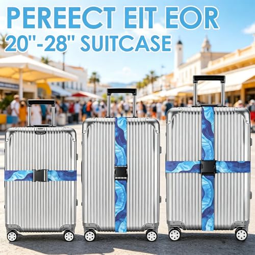 4 Pack Luggage Straps for Suitcases Adjustable Luggage Belt Suitcase Strap Travel Bag Accessories (Sky Blue(4 Pack)) - color: Sky Blue(4 Pack)