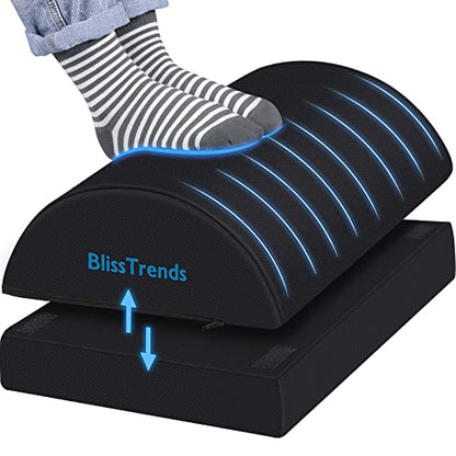 BlissTrends Foot Rest Under Desk, Foot Stool with 2 Adjustable Heights - color: Black, size: X-Large