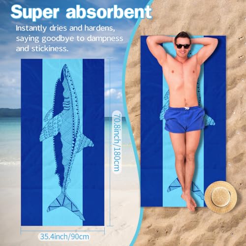 Shark Microfiber Beach Towel 35×70 Inch Fast Dry Lightweight Towel - color: Shark, size: 35*70Inch