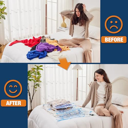 HIBAG Vacuum Storage Bags with Electric Pump, Vacuum Seal Bags for Clothing, Pillows, Blanket Bedding Comforters, 30 pack - size: 30-COMBO